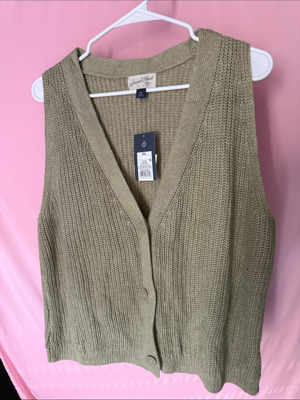 Universal Thread Olive V-Neck Button Front Knit Vest